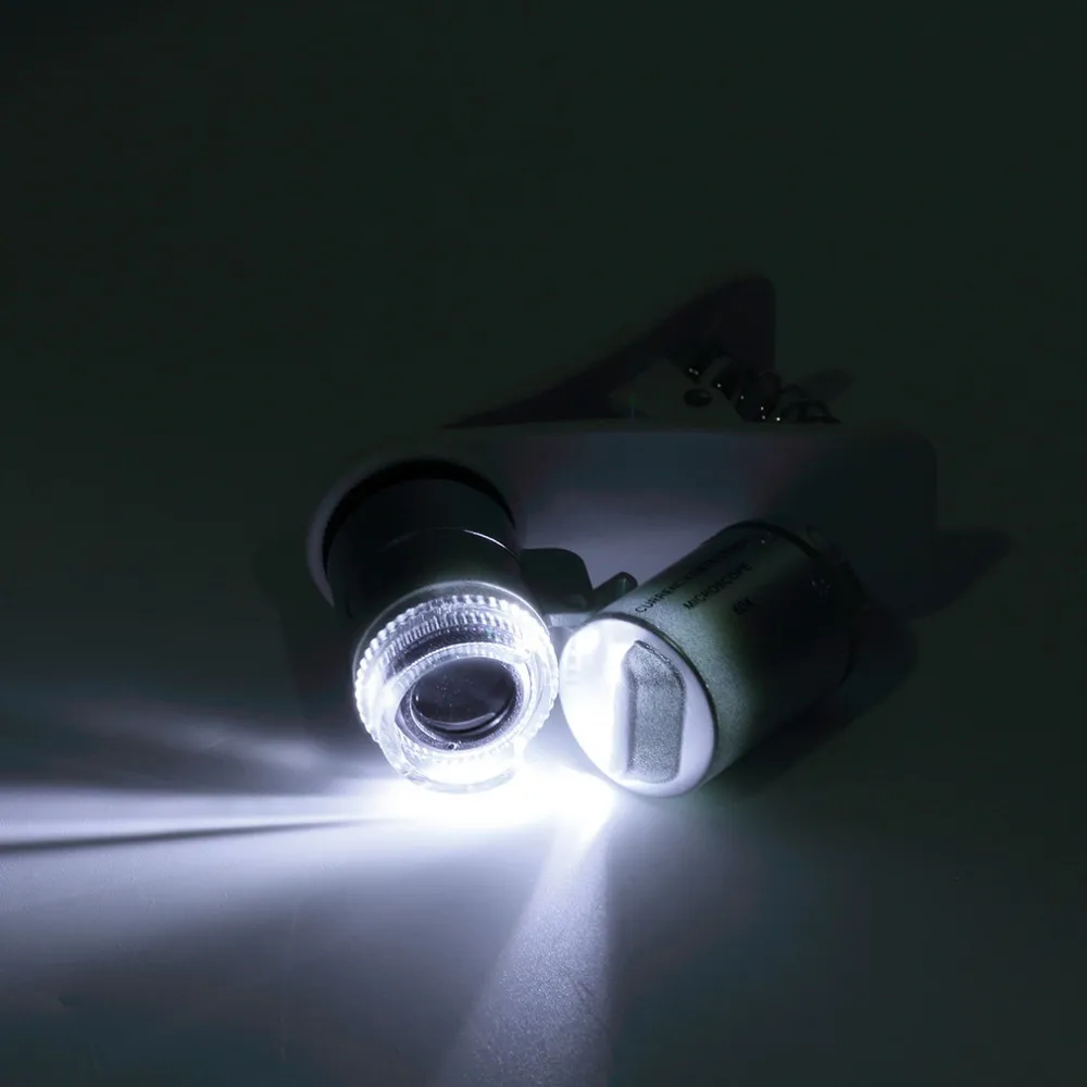 Wholesale 9882W 60X Magnifying Universal Mobile Phone LED Microscope Magnifier with Clip
