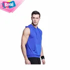 OEM athletic apparel manufacturers 100% cotton blank sleeveless hoodies blue custom t shirts with hood