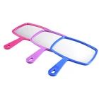 Custom logo large handled cosmetic vanity mirror plastic hand held mirror