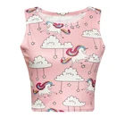 In stock promotional latest women print sport modern girls short tank top