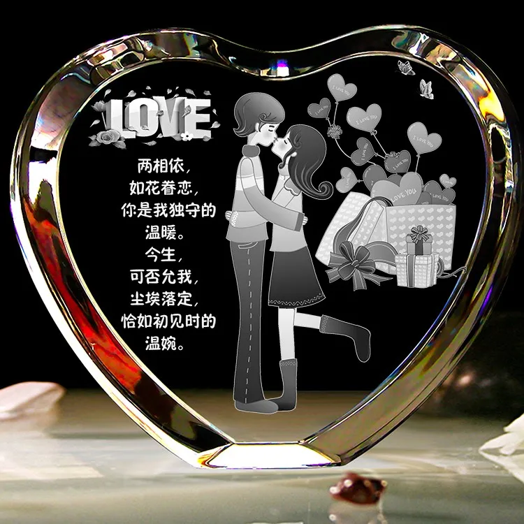 product heart shape crystal photo frame wedding favors gifts valentines day present for 3d  laser crystal engraving-32