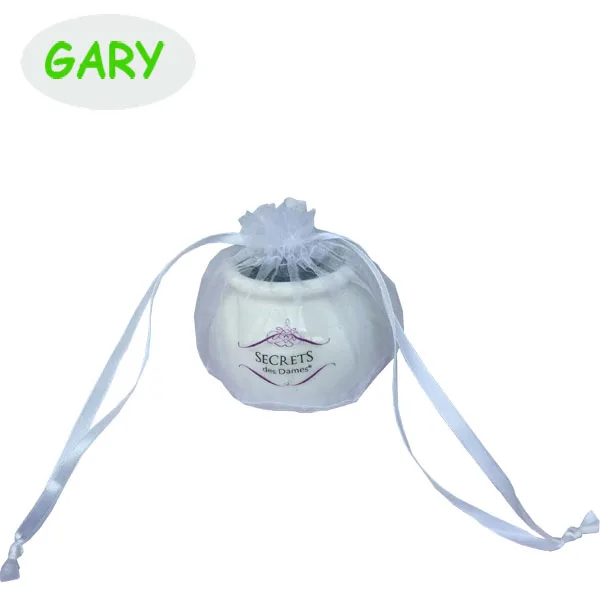 custom printed white organza gift bags drawable round
