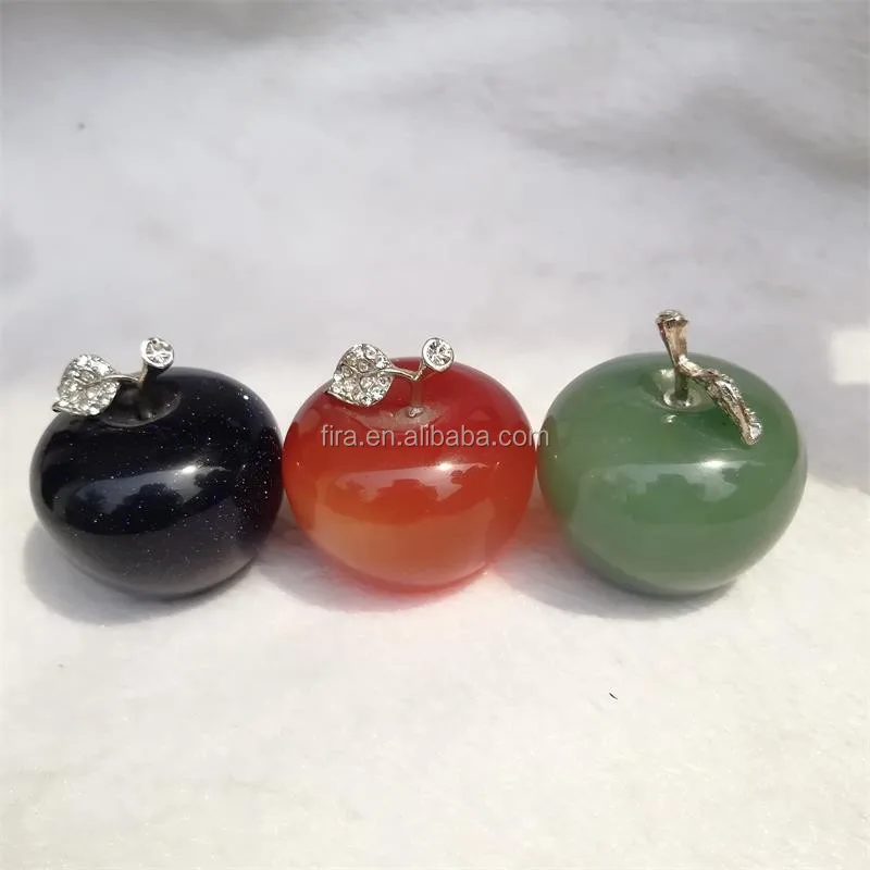 wholesale crystal apple figurine ornaments for christmas gifts