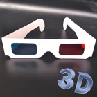 Red Cyan Blue Paper Card 3D 3-D Anaglyph 3D Glasses White