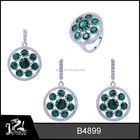 Fashion wedding diamond imitation emerald silver bridal jewelry necklace set