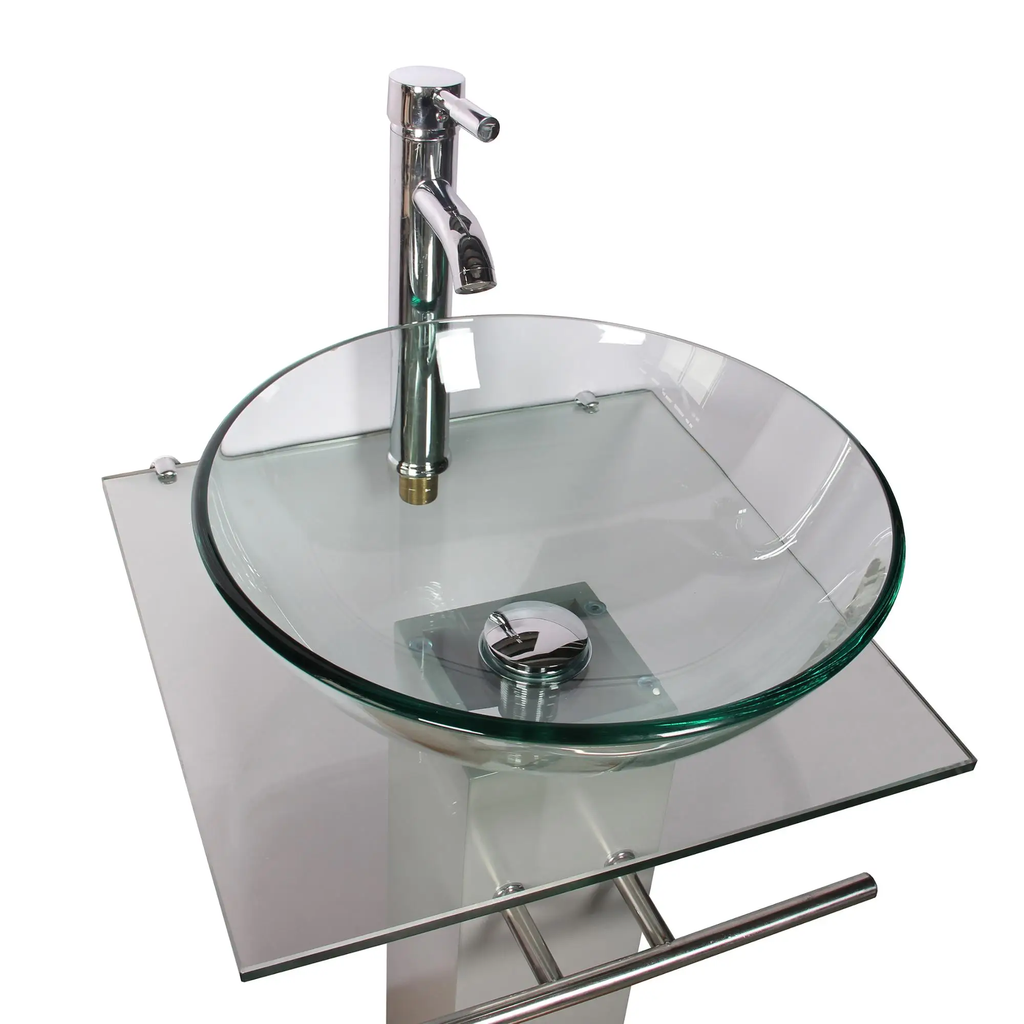 优质玻璃洗手盆现代地板立式洗手盆木制洗手盆用于浴室玻璃水槽
