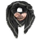 Ladies' acrylic sequined embroidery striped square woven scarf shawl
