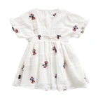 H3101/Boutique fashionable beautiful embroidery v neck baby dress girls