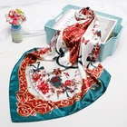 Fashion Boho Bohemia Style Square Scarf Women Stylish Flower Floral Print Green Shawl Head Neck Muslim Hijab Wraps 90x90cm