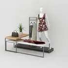 Wooden Table Woman Handbag Display Stand with Metal Frame Clothing Hanging
