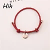 Fashionable jewelry custom logo tags women leather bracelet red rope lucky bracelet