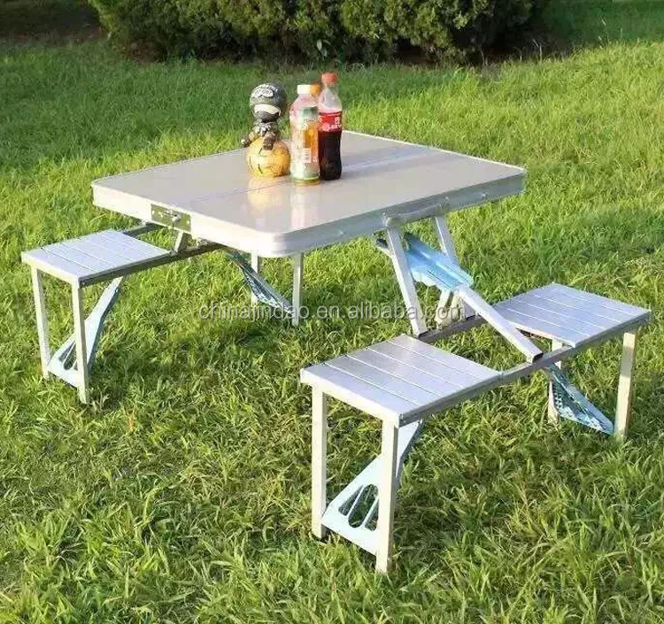 Aluminum Suitcase Folding Picnic Table Chairs Set With 4 Seats Aluminum Suitcase Folding Picnic Table Chairs Set With 4 Seats