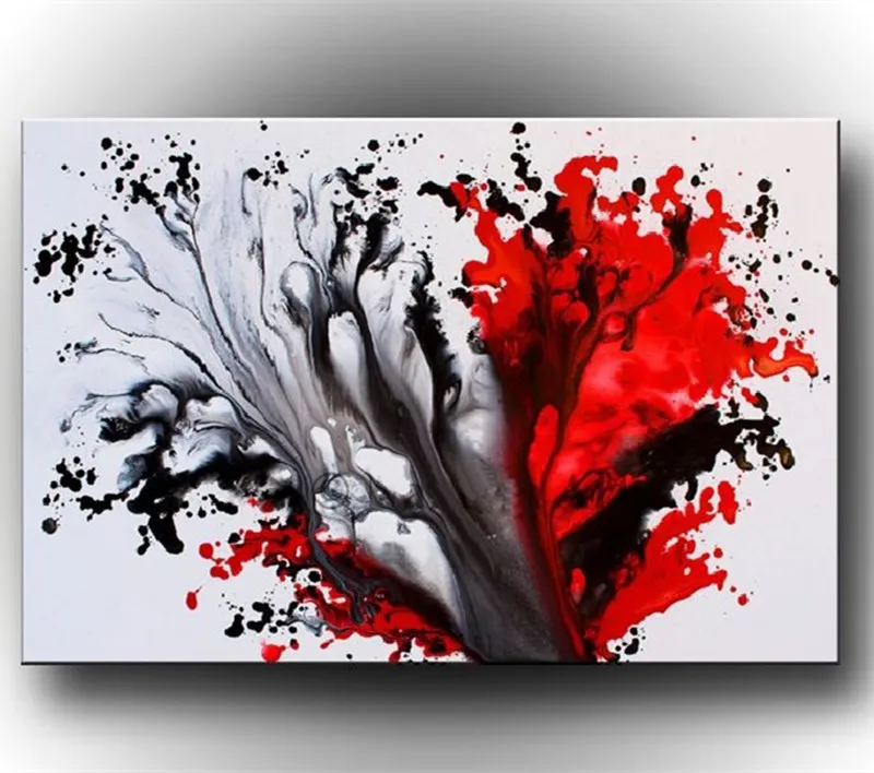 Hand Painted Abstract Oil Painting Modern Home Decoration Wall Art Picture Graffiti Acrylic Paintings Inked Red Black Canvas Oil