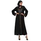 Zakiyyah A1003 Middle Eastern Elegant Muslim Arab Loose Striped Dress Robe For Women New Model Black Abaya