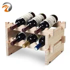 Wood Home Wine Rack - Stackable Storage Wine Holder Display Free Standing Natural Wooden Shelf for Bar Kitchen