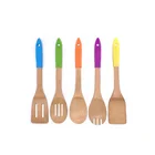 Bamboo Nonstick Kitchen Cooking Utensils Set with Silicone Handles