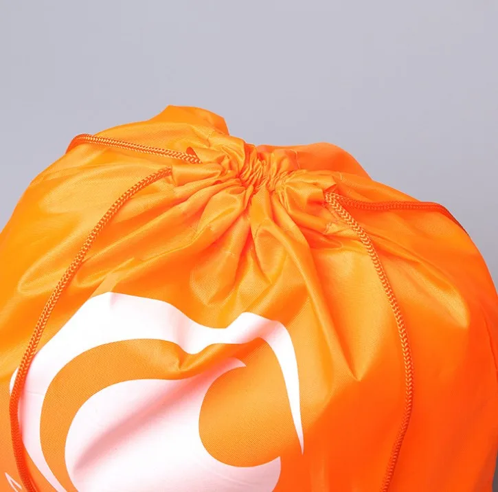 customized logo printed promotional orange polyester drawstring