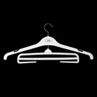 Wholesale plastic white clothes pants suits hanges custom logo printing