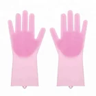 Heat Resistant magic gloves Silicone Rubber Dish Washing Gloves With Wash Scrubber