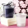 Black & White Glass Candle Holders with Diamonds Trim Glass Cup For Wedding Votive Candle Holder