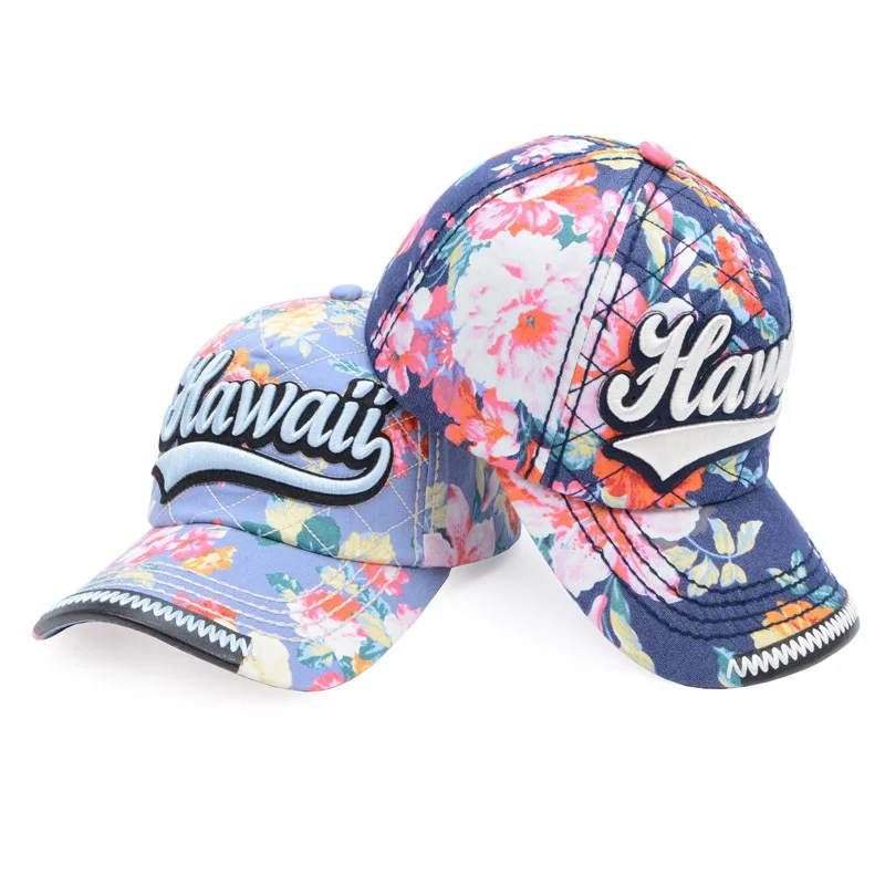 Flower Print Summer Sport Cap Women Letter Embroidery Sunshade Outdoor Baseball Cap Floral Snapback Hats For Women Goldtop