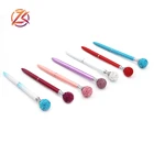 New design creative metal diamond ballpoint pen custom logo crystal pearl glass twist ball pen