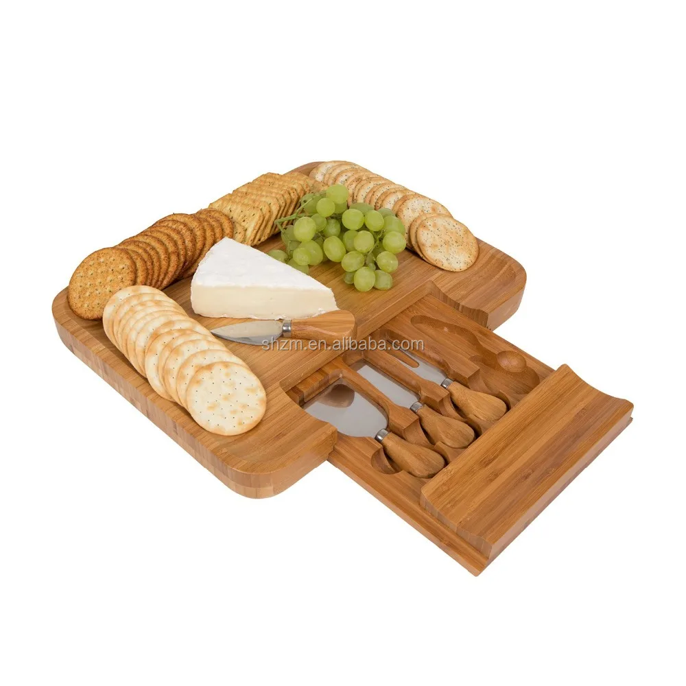 board & cutlery set - cheese and crackers serving board with