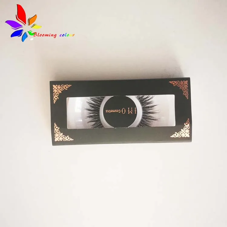 custom logo printed cosmetic eyelash paper box with plastic tray