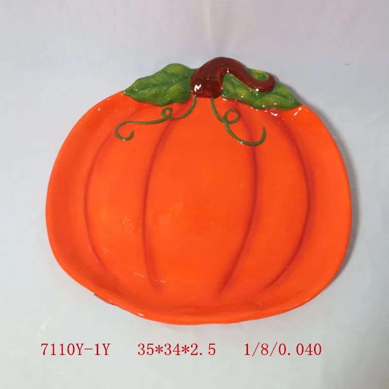 Halloween Decor Wholesale ceramic dinner pumpkin colored ceramic plate