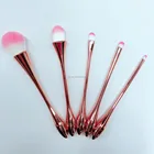 DGC Wholesale Rose Gold Water Drop Shaped Professional Brush Foundation Eyebrow Eyeliner Blush Cosmetics Brush Kit