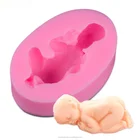 2018 Amazon Hot Sale New Product Silicone 3D Cake Mold Fondant Decoration Tool Sleeping Baby Shape Silicone Soap Molds