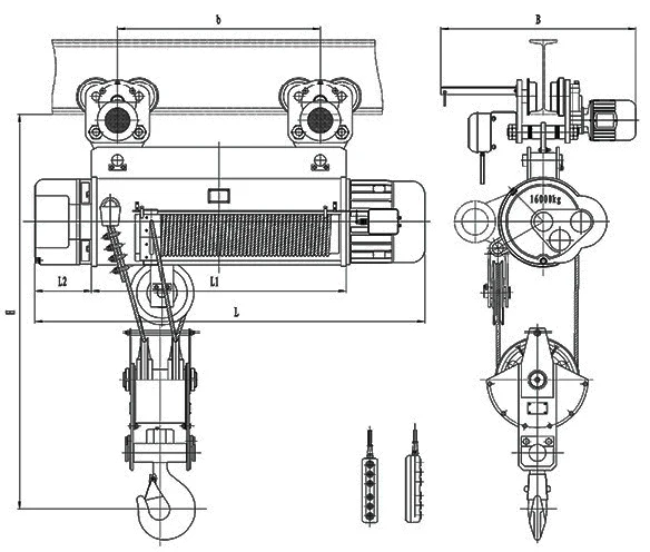 Hot sale 1 ton Small Wire Rope Hoist 220-230 Volt Electric Winch construction equipment lifting crane