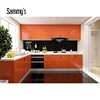 Modular colored high gloss orange kitchen cabinet