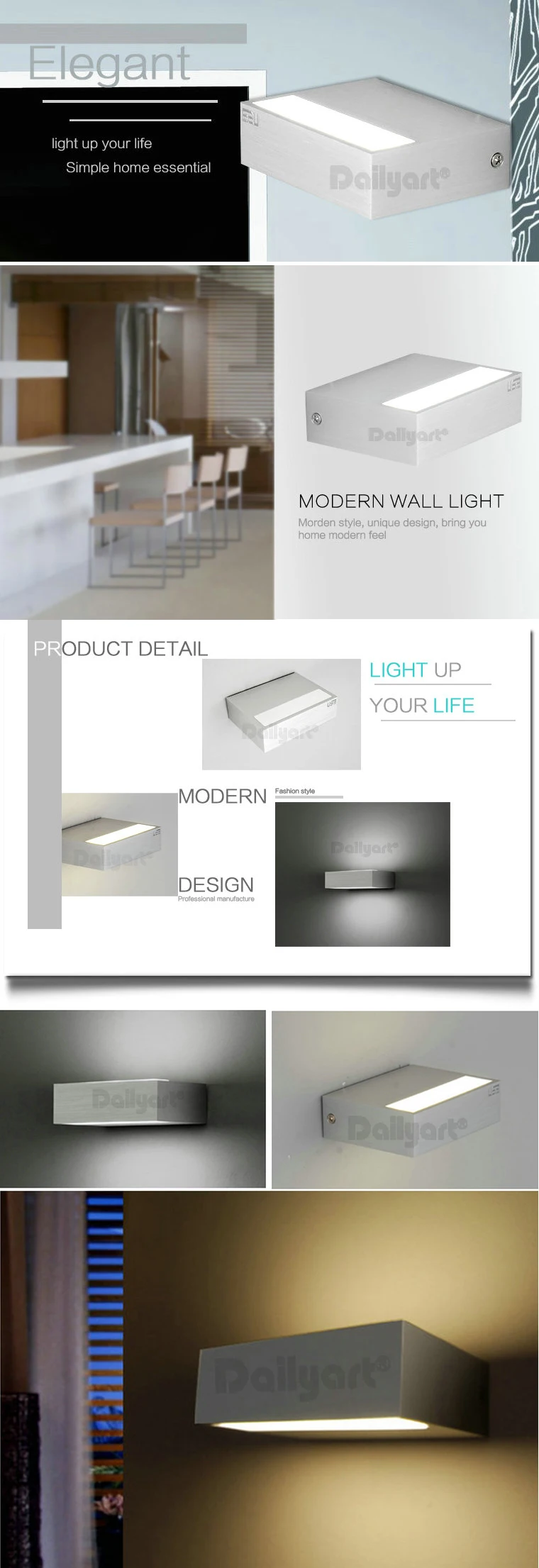 Plastic led light flexible gooseneck wall lamp for wholesales