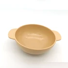 Non-toxic bamboo fiber baby bowls kid handle bowl with fork spoon
