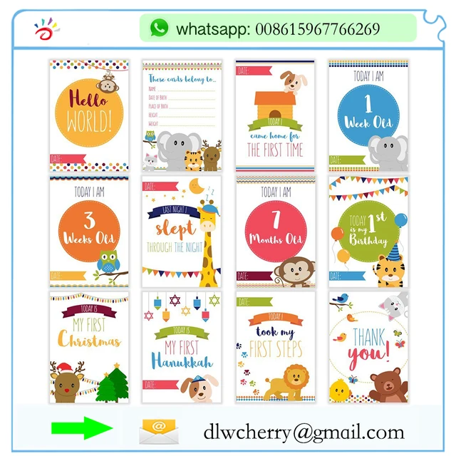 first year growth month card shower gift moments & milestone