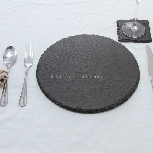 hot selling round natural stone slate service plate for food