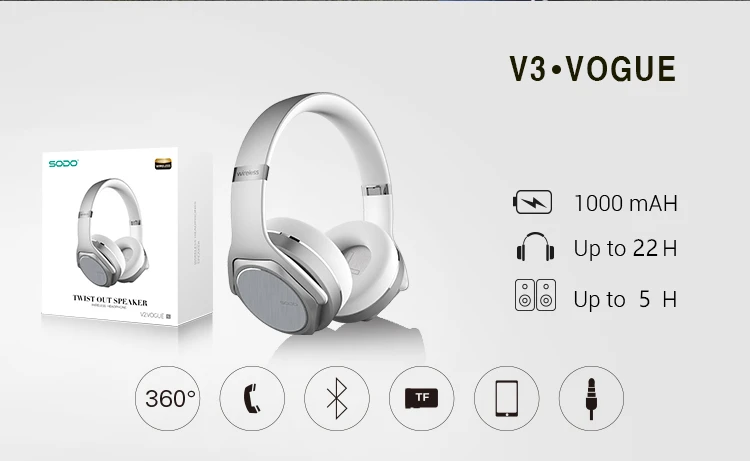 SODO DOQAUS VOGUE3 Flips Out Speaker Wireless Headphone 4.2 - ANKUX.COM