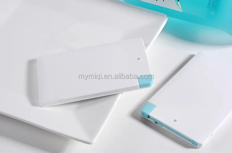 Wallet credit card power bank 3500mah with built-in cable