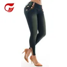 custom jean label button leather jean woman