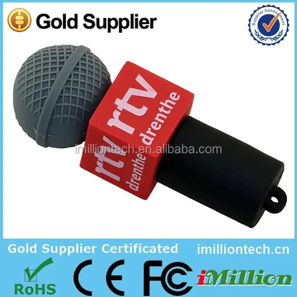 pvc customized media microphone shape usb, news microphone shape