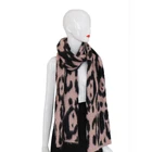 Fashion pink and black leopard jacquard wool winter scarf