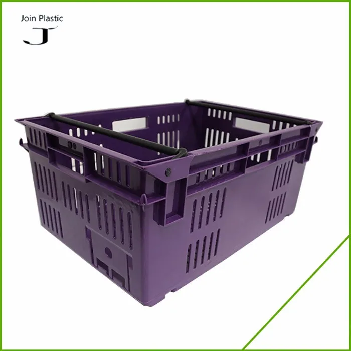 JOIN Plastic Mesh Container Plastic Vegetable Crates Mesh Vented Market Basket Pizza Dough Tray Crates for Fruit Vegetables