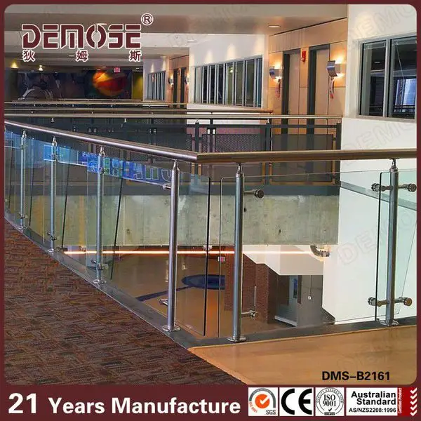 glass balcony railing/interior glass railing/stainless steel handrail