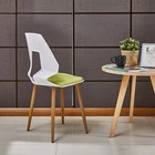 China fashionable wooden legs pp back fabric seat colorful plastic dining chairs for cafe