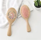 Hot Sale Custom Logo Natural Wooden 3d Printed Premium Detangling Hair Straightener Brush