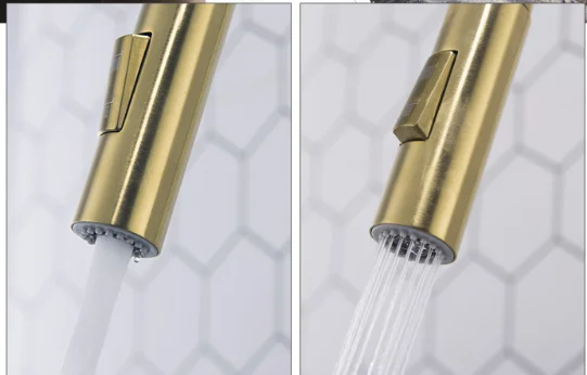Brushed Gold Taps Sink Copper Pull Down Kitchen Faucet