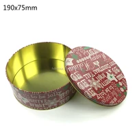 round printed cheap tin box with handle and lid, christmas gift