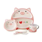 Amazon Top Seller 2020 Dinner Set Baby Feeding New Products Kitchen Accessories Bamboo Fiber Children Tableware 5 Sets