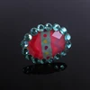 Halloween Carnival Forest Turquoise Portray Jade Faceted Egg Shape Diamond Jewelry Silver Plating Ring